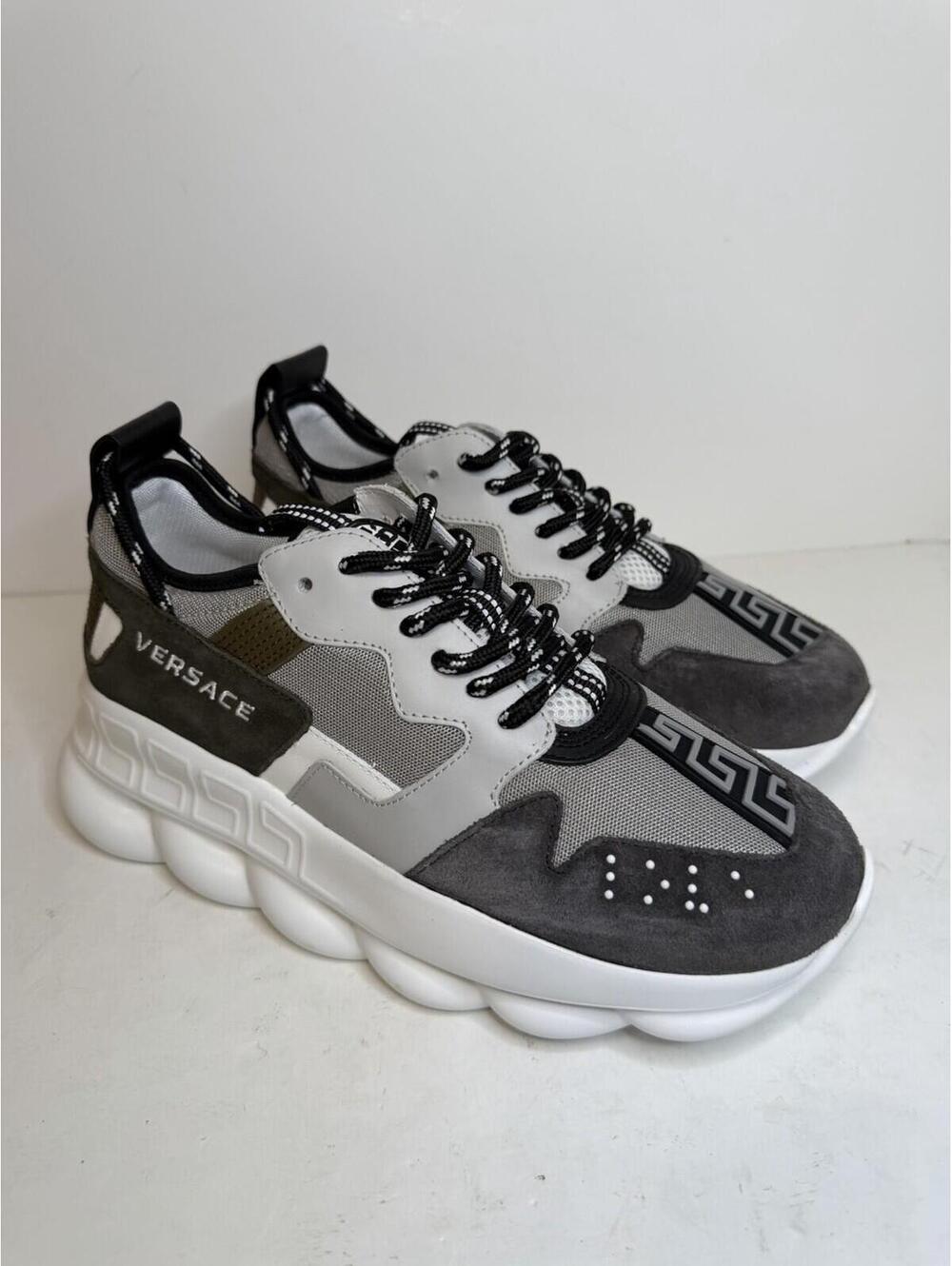 Versace Chain Reaction Sneakers Grey White Shoes EU 41 US 8